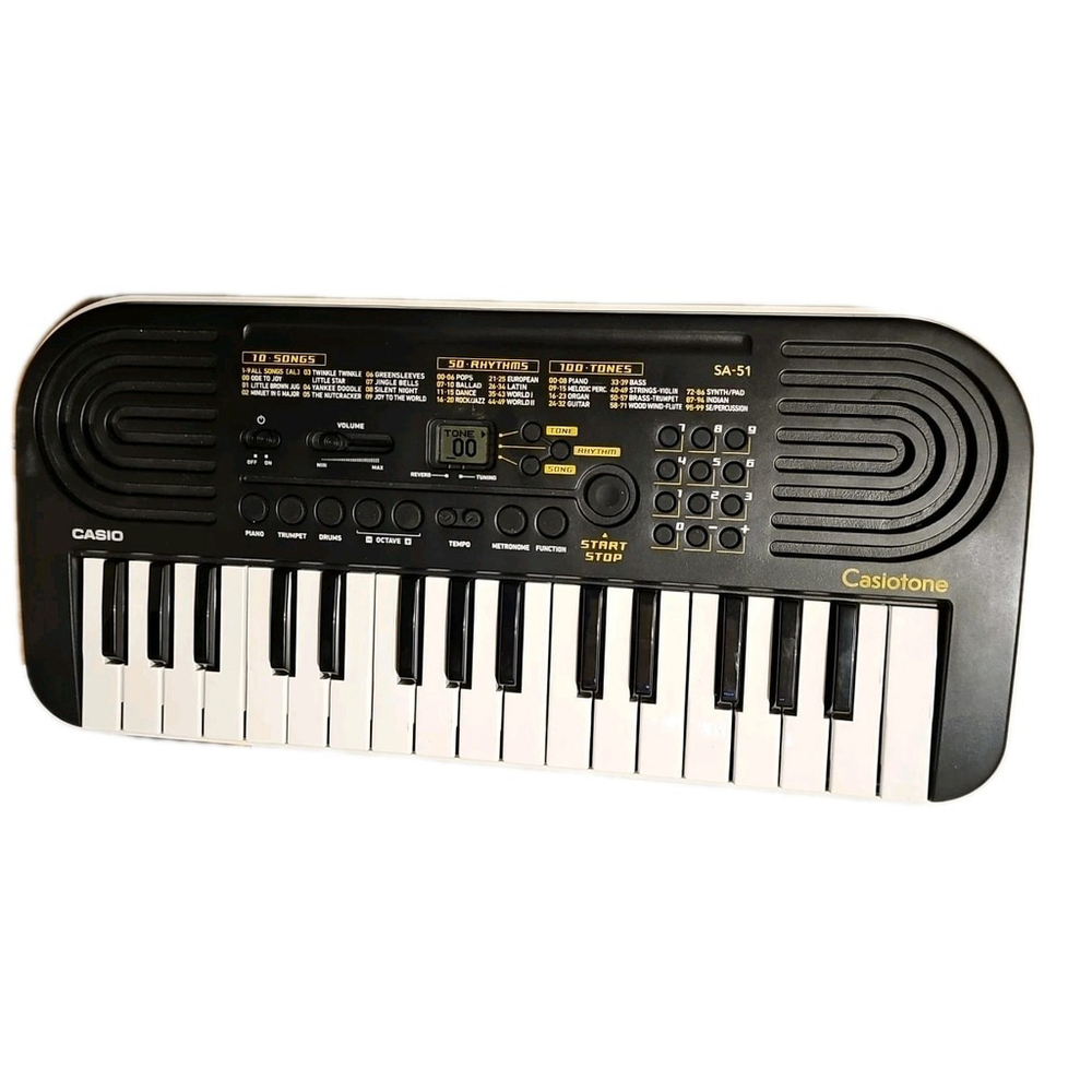 Casio SA-51 32-Key Mini Portable Keyboard Black Tested & Working